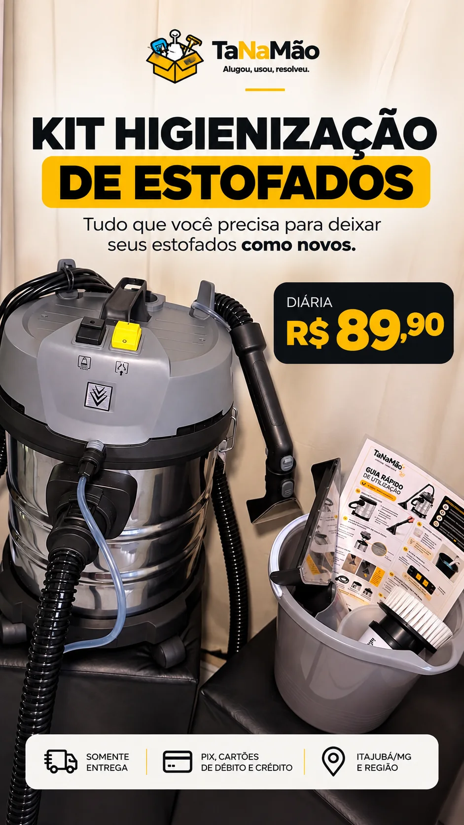 Kit de Higienização TaNaMão com extratora profissional e acessórios